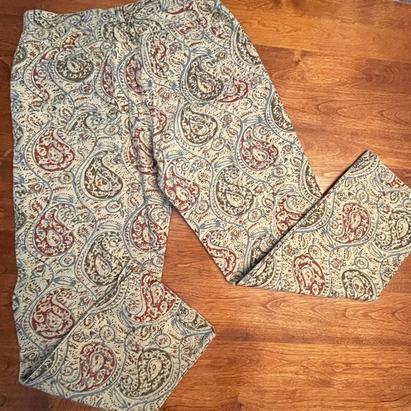LAUREN RALPH LAUREN Pants Size 4 Linen Cotton Blend Summer Perfect Paisley Print - Picture 4 of 10